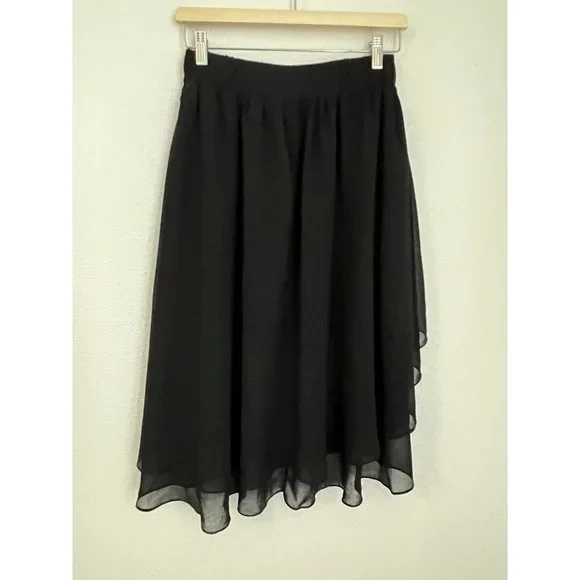 Arthropolgie Staring At Stars Hi-Low Skirt Layered Sheer Chiffon Size S Black - Picture 4 of 8